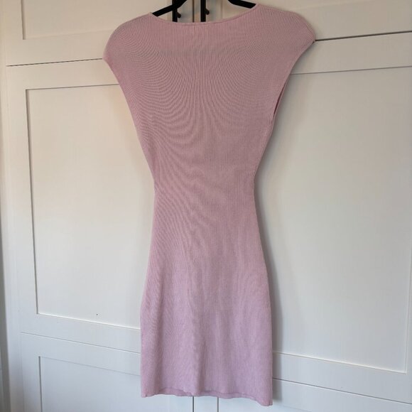 Wilfred Ribbed Baby Pink Cut-out Knit Mini Dress - Picture 7 of 14
